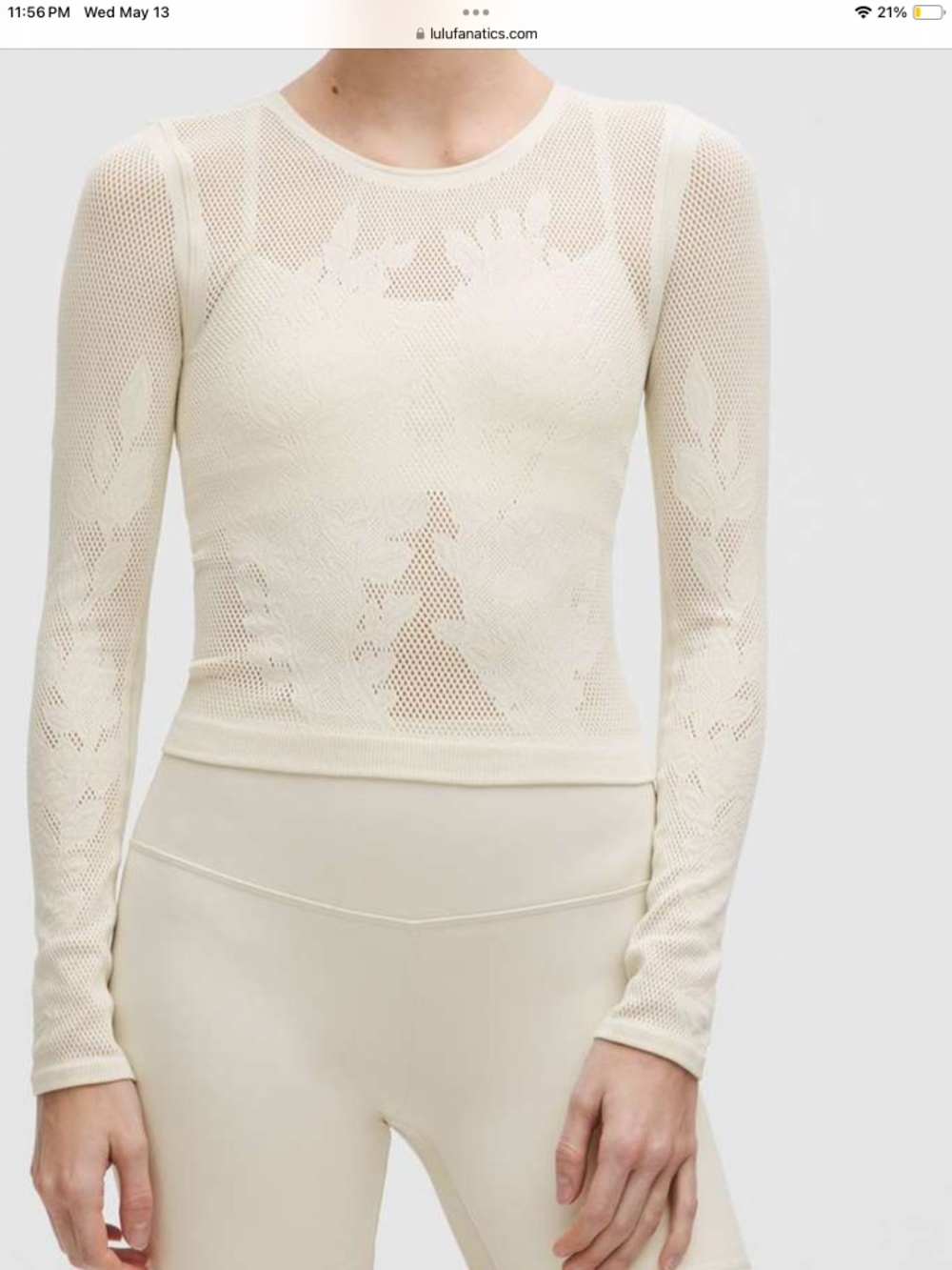 Like New LULULEMON Revealknit floral long-sleeved top in bone